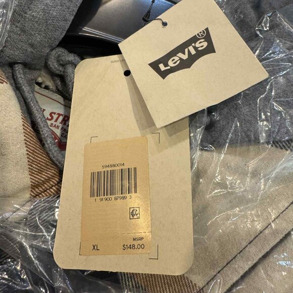 Levi's Plaid Sherpa Lined Hoodie Jacket Insulated $148 Levis - Picture 12 of 14